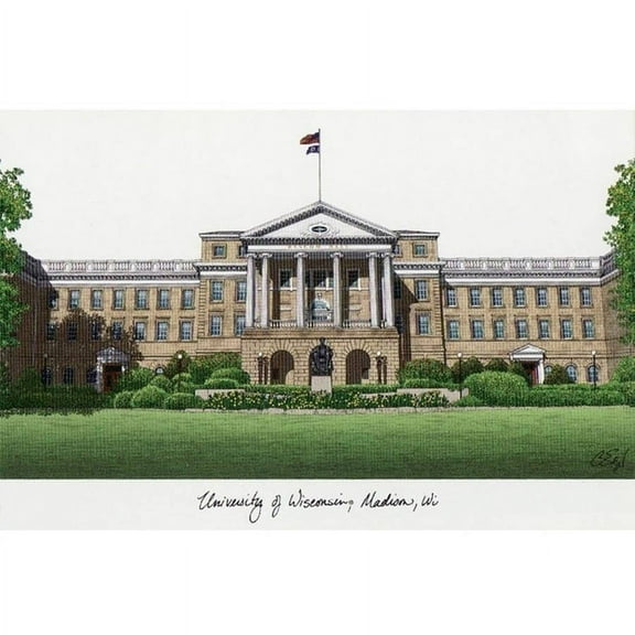 University of Wisconsin - Madison Campus Images Lithograph Print