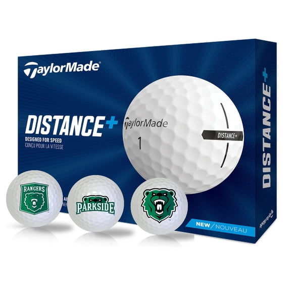 University of Wisconsin-Parkside Rangers Logo Edition Officially Licensed NCAA Taylormade Distance+ Golf Balls 12-Pack (Dozen)