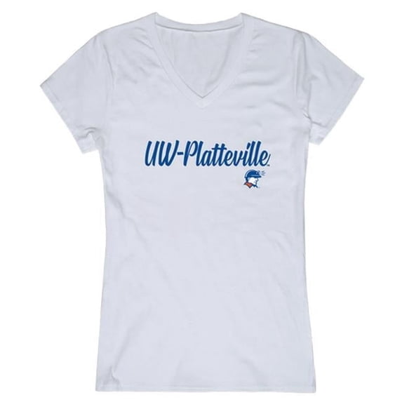 University of Wisconsin-Platteville Script T-Shirt for Women, White - Extra Large