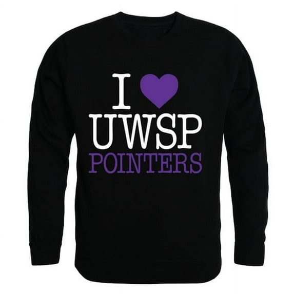 University of Wisconsin-Stevens Point I Love Crewneck T-Shirt, Black - Extra Large