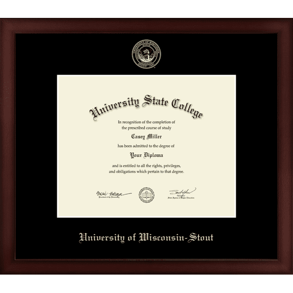 University of Wisconsin-Stout Diploma Frame, Document Size 10" x 8"