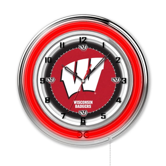 University of Wisconsin (W) 19" Double Neon Wall Clock