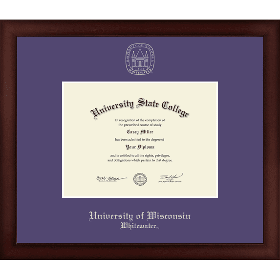 University of Wisconsin Whitewater Diploma Frame, Document Size 8" x 6"