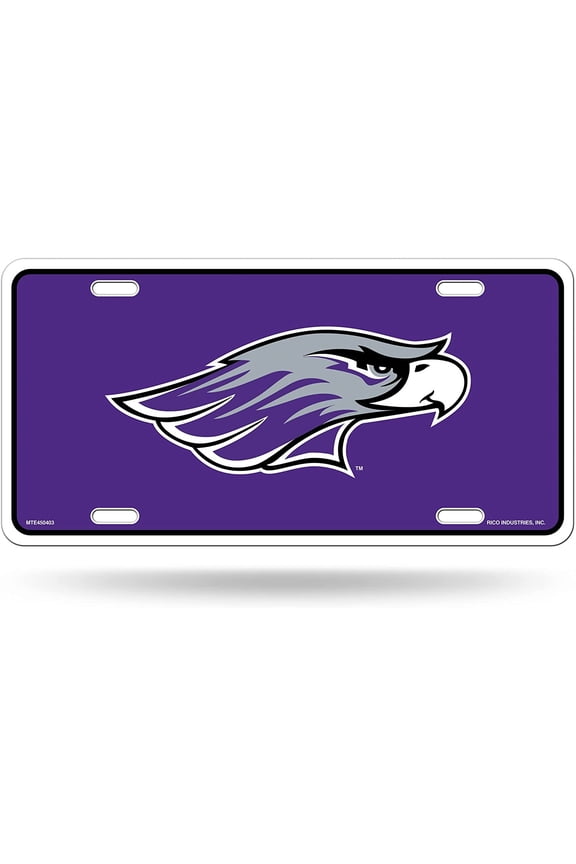 University of Wisconsin Whitewater Warhawks Metal Auto Tag License Plate, Purple Design, 6x12 Inch