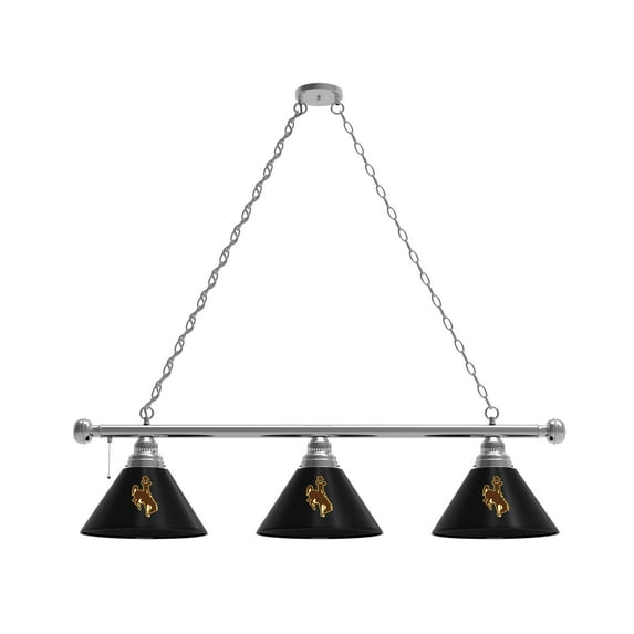 University of Wyoming 3 Shade Billiard Light with Chrome FIxture