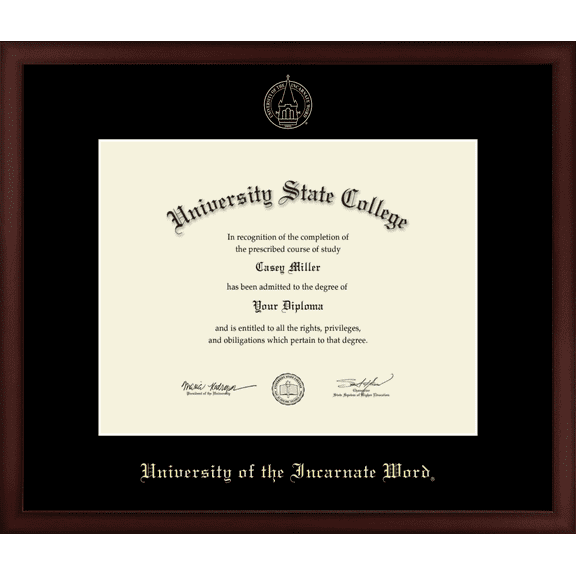 University of the Incarnate Word Diploma Frame, Document Size 14" x 11"