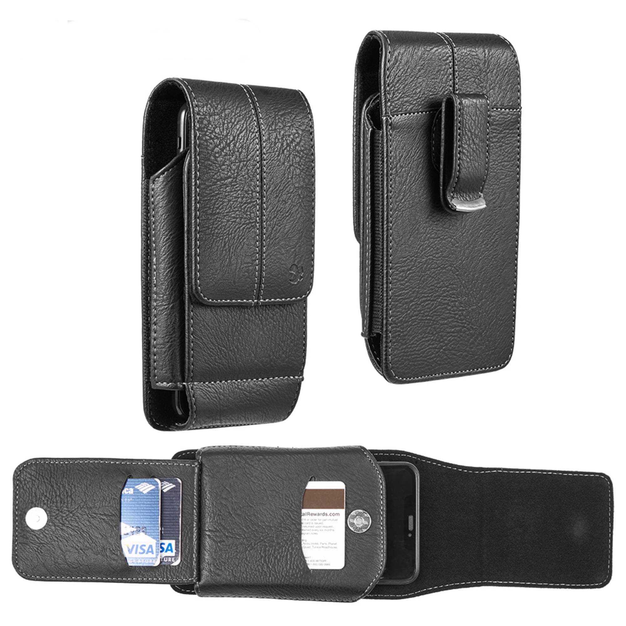Universl Vegan Leather Vertical 6.75 X 3.75 X 0.75 inch Cell Phone Beltclip Loop Holster Case