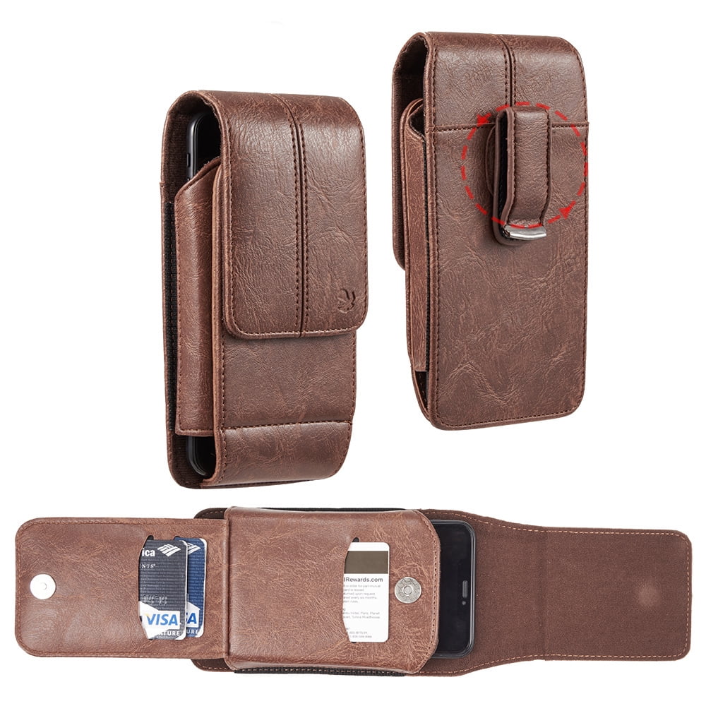 Universl Vegan Leather Vertical 6.75 X 3.75 X 0.75 inch Cell Phone Beltclip Loop Holster Case