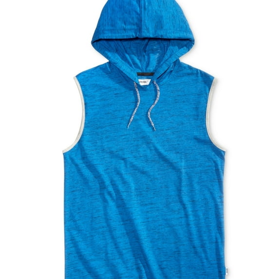 Univibe Mens Rotterdam Hooded Muscle Tank Top, Blue, X-Large