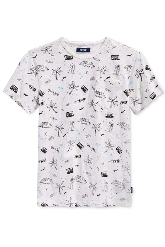 Poolside Juniors Size Crew Graphic-Print T-Shirt, Big Boys (Poolside Crew / White, L)