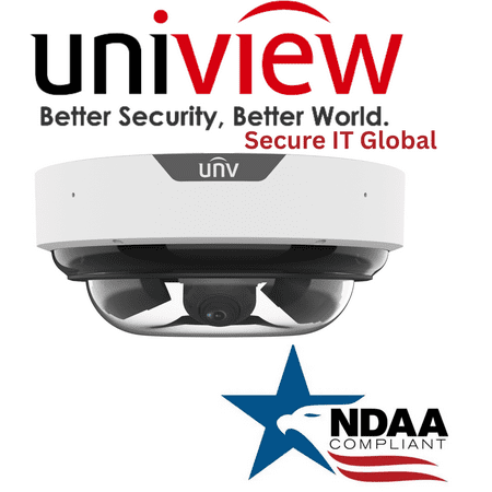 Uniview NDAA 4*5MP Panoramic Dome IP Security Camera 360°Multi-Sensor Coverage, 5X Zoom, Smart IR, PoE, IP67/IK10, Built-In Audio -From Secure IT Global