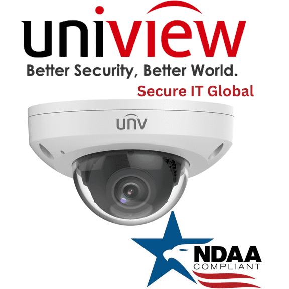 Uniview NDAA 4MP Mini Dome IP Security Camera 2.8mm Lens, IR & Smart Detection From Secure IT Global