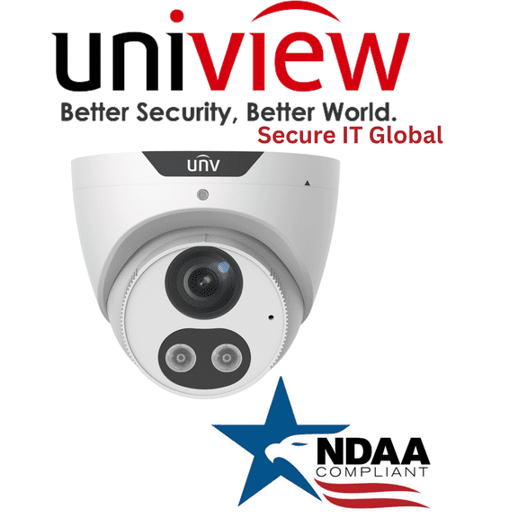 Uniview NDAA 4MP Turret IP Security Camera 2.8mm Lens, AI, PoE, IP67/IK10 Built-in Mic & Night Vision From Secure IT Global