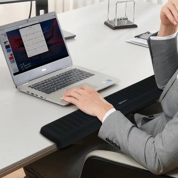 UnivoColors PostureUp L-Shaped Desk Long Wrist Rest Elbow, Non-Slip, Memory Foam, Desk Edge Support, Ergonomic Design for Long-Hour Work (23.6 * 3.9 inch One-Piece Design,Grey)