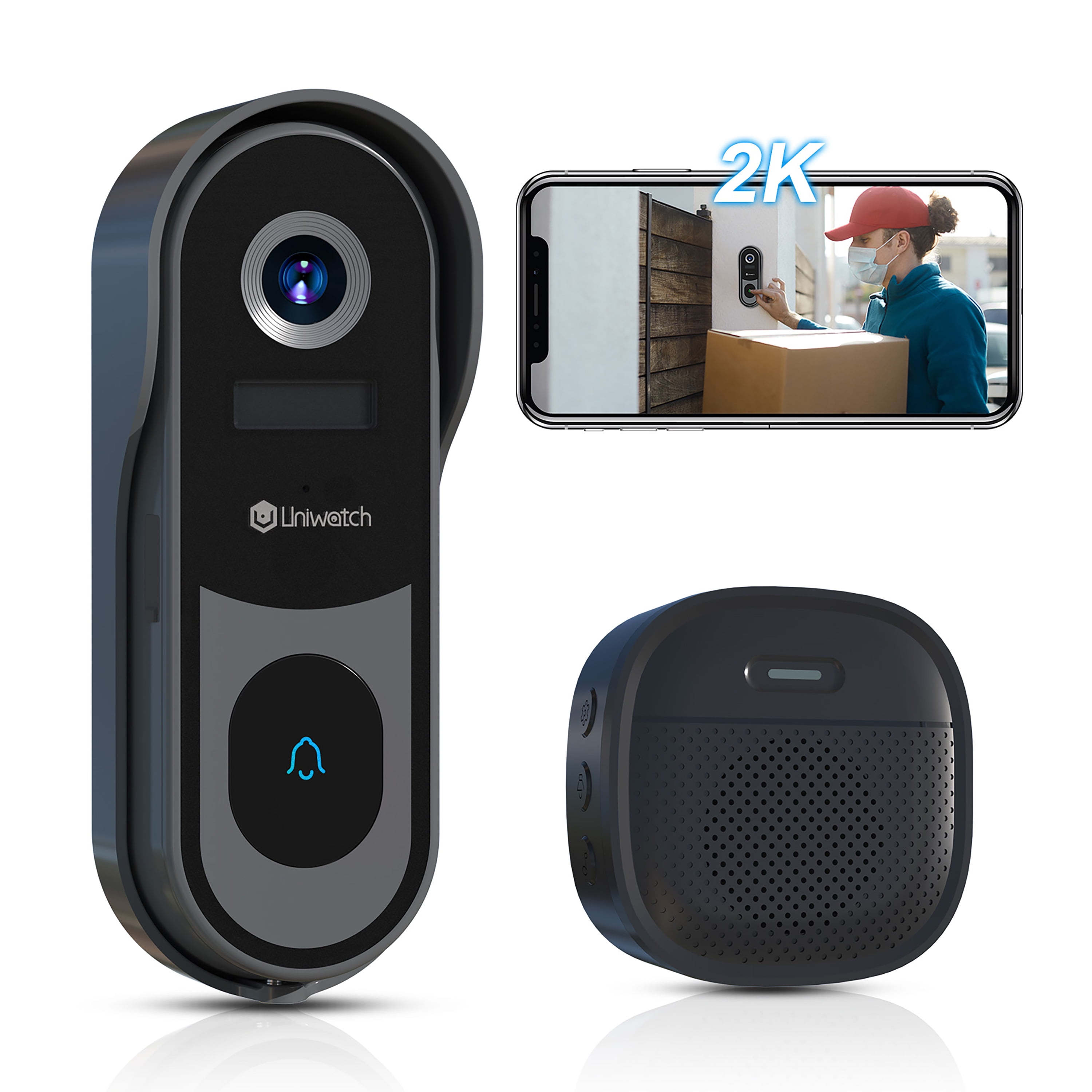  ieGeek 2K Doorbell Camera Wireless - Video Doorbell with Chime  Ringer, Smart Wifi Doorbell AI & PIR Motion Detection, 2 Way Audio, Voice  Changer, SD Card Storage with No Subscription, Works