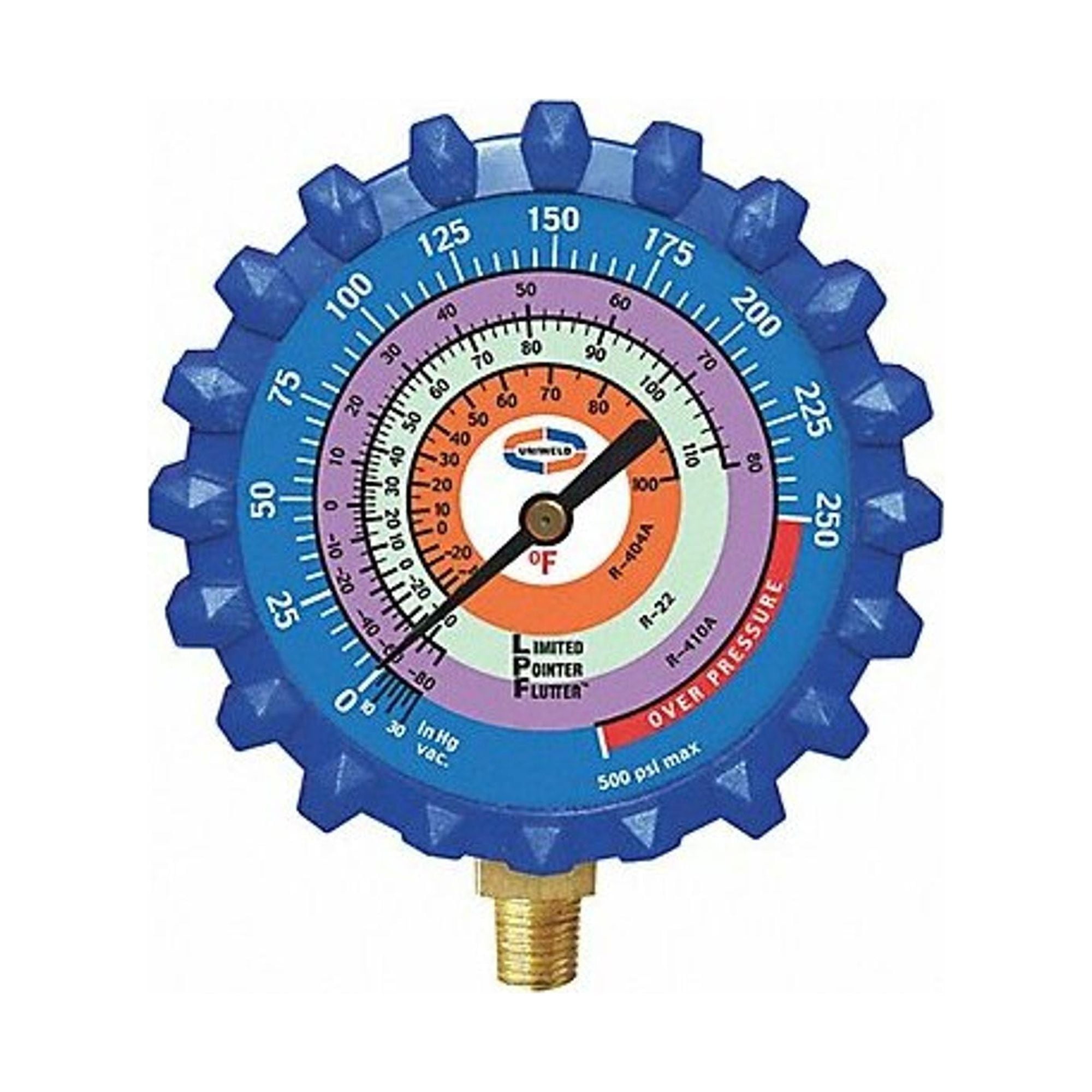 Uniweld Refrigerant Gauge,31/4" L,500 psi,Brass G530LD