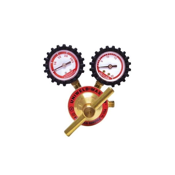 Uniweld Acetylene Regulator, Acetylene, Single Stage, 3/8"-24 Outlet RSMC2