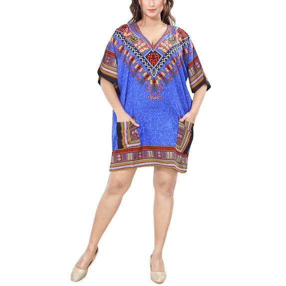 Unixex Dashiki Print African Traditional Dashki Tunics and Top With Loose-Fit - One Size Fits Most