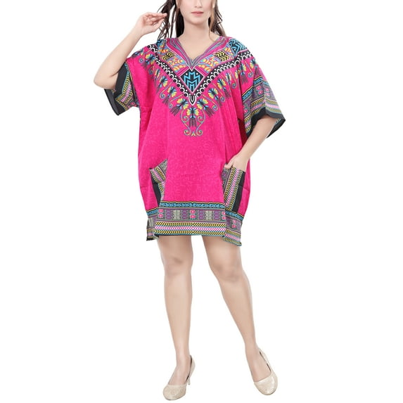 Unixex Dashiki Print African Traditional Dashki Tunics and Top With Loose-Fit - One Size Fits Most