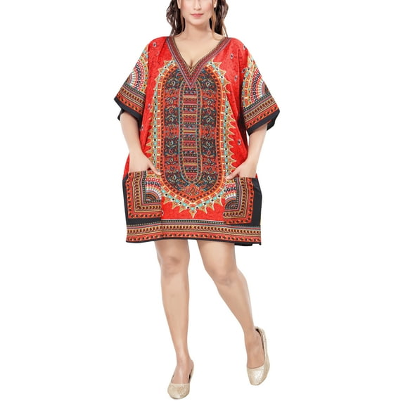 Unixex Dashiki Print African Traditional Dashki Tunics and Top With Loose-Fit - One Size Fits Most
