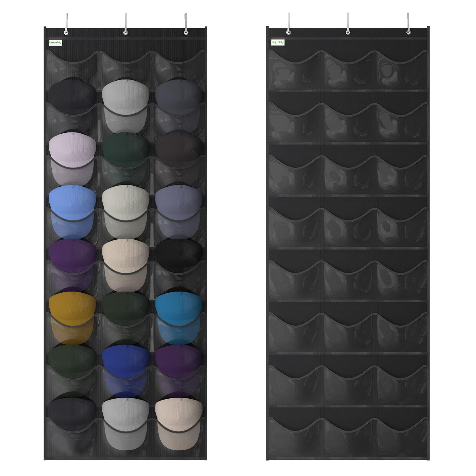 Unjumbly Baseball Hat Rack, 24 Pocket Over-The-Door Cap Organizer with ...