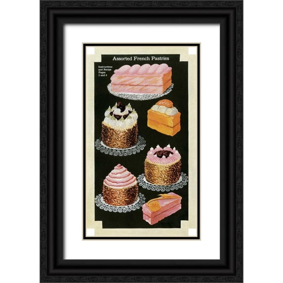Unknown 10x14 Black Ornate Wood Framed with Double Matting Museum Art Print Titled - French Pastries III