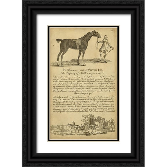 Unknown 10x14 Black Ornate Wood Framed with Double Matting Museum Art Print Titled - Horse Portraiture I
