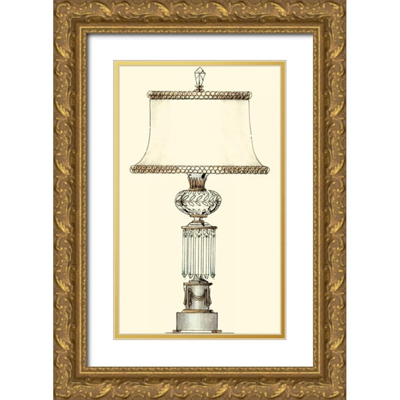 Unknown 10x14 Gold Ornate Wood Framed with Double Matting Museum Art Print Titled - Boudoir Lamp III