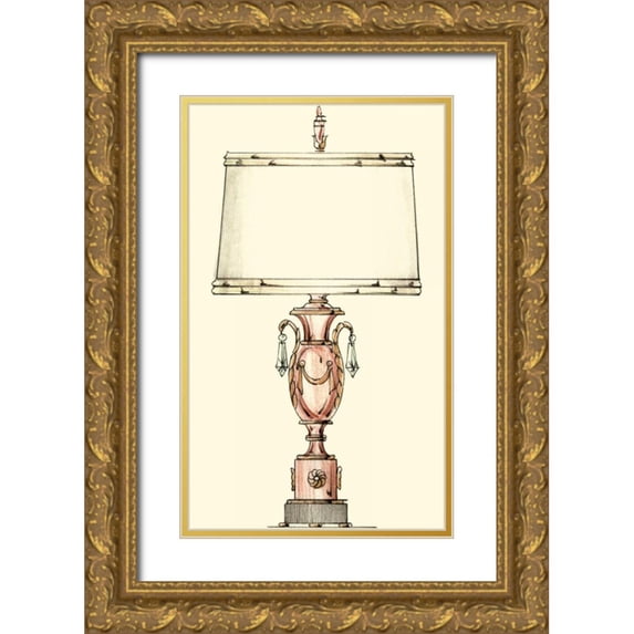 Unknown 10x14 Gold Ornate Wood Framed with Double Matting Museum Art Print Titled - Boudoir Lamp I