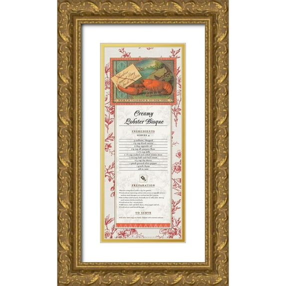Unknown 10x18 Gold Ornate Wood Framed with Double Matting Museum Art Print Titled - Lobster Bisque