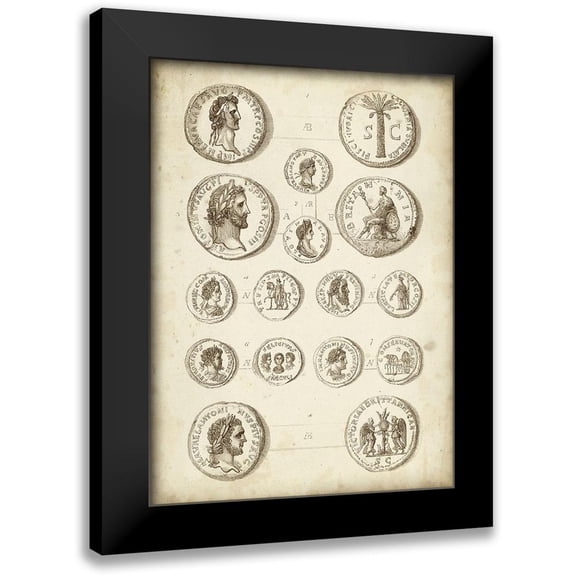 Unknown 11x14 Black Modern Framed Museum Art Print Titled - Antique Roman Coins IV