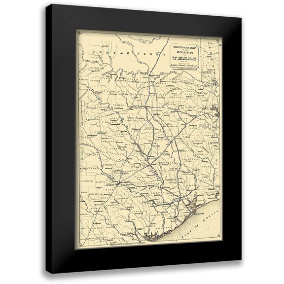 Unknown 11x14 Black Modern Framed Museum Art Print Titled - Texas State Railroads - 1873