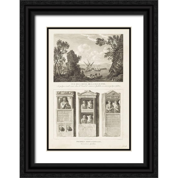 Unknown 11x14 Black Ornate Wood Framed with Double Matting Museum Art Print Titled - Antique Architectural Details II
