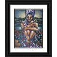 thumbnail image 1 of Unknown 11x14 Black Ornate Wood Framed with Double Matting Museum Art Print Titled - Nubian Lady Sitting II, 1 of 4