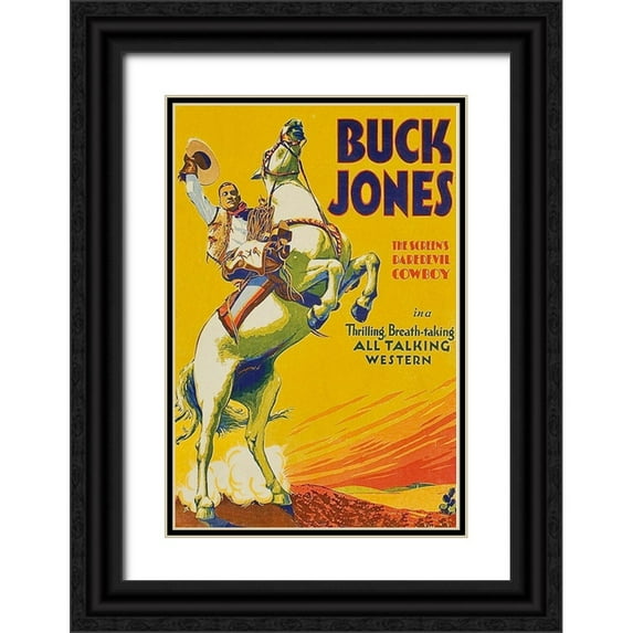 Unknown 11x14 Black Ornate Wood Framed with Double Matting Museum Art Print Titled - Vintage Westerns: Pierre of the Plains