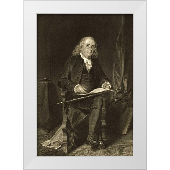 Unknown 11x14 White Modern Wood Framed Museum Art Print Titled - Benjamin Franklin - 1706-1790
