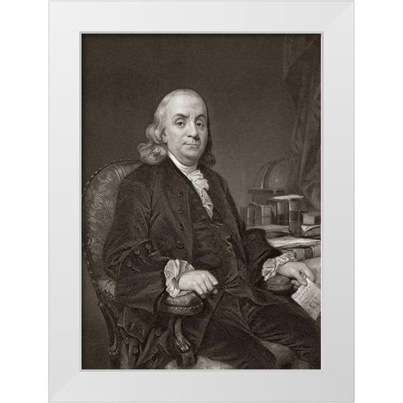 Unknown 11x14 White Modern Wood Framed Museum Art Print Titled - Benjamin Franklin