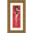 thumbnail image 1 of Unknown 11x24 Gold Ornate Wood Framed with Double Matting Museum Art Print Titled - Girly Girl Red, 1 of 4