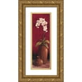 thumbnail image 1 of Unknown 11x24 Gold Ornate Wood Framed with Double Matting Museum Art Print Titled - Orchid Panel, 1 of 4
