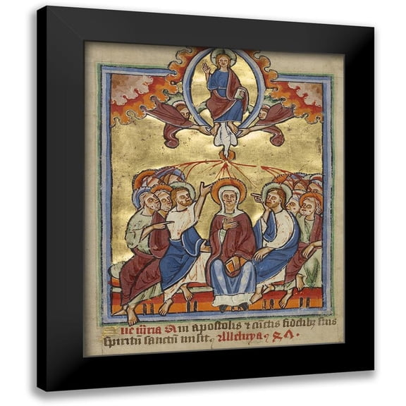 Unknown 12th Century English Illuminator 12x14 Black Modern Framed Museum Art Print Titled - Pentecost