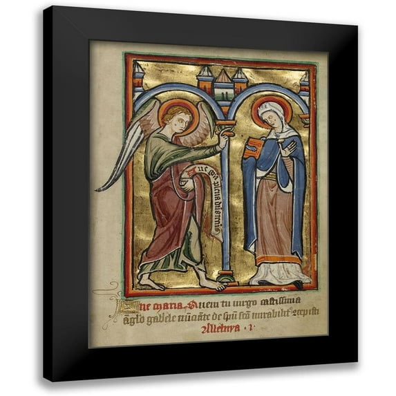 Unknown 12th Century English Illuminator 15x18 Black Modern Framed Museum Art Print Titled - The Annunciation