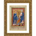 thumbnail image 1 of Unknown 12th Century Illuminator 13x18 Gold Ornate Wood Framed with Double Matting Museum Art Print Titled - Christ Led to Jerusalem by Mary and Joseph, 1 of 4