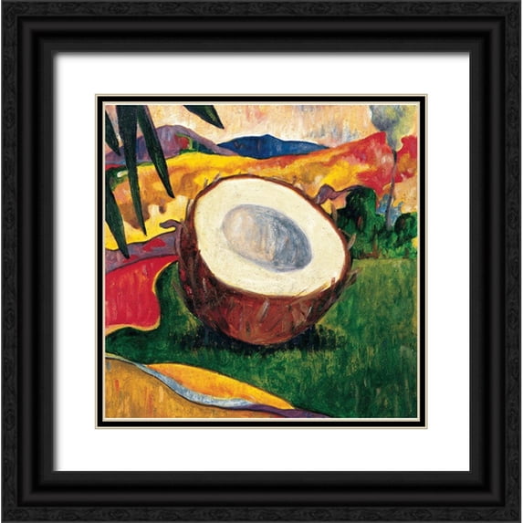 Unknown 12x12 Black Ornate Wood Framed with Double Matting Museum Art Print Titled - Coconut