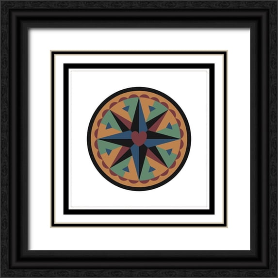 Unknown 12x12 Black Ornate Wood Framed with Double Matting Museum Art Print Titled - Hex Heart