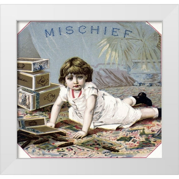 Unknown 12x12 White Modern Wood Framed Museum Art Print Titled - Mischief