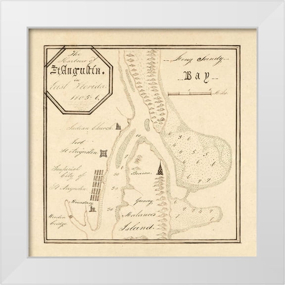 Unknown 12x12 White Modern Wood Framed Museum Art Print Titled - St Augustine Florida -1805