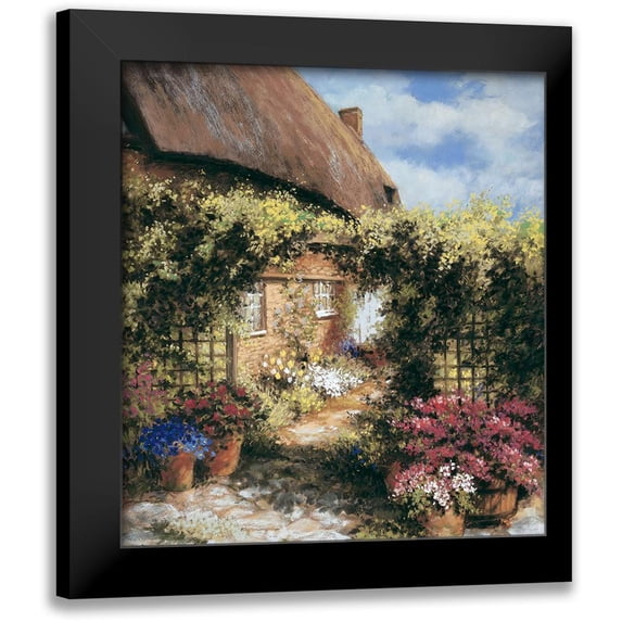 Unknown 12x13 Black Modern Framed Museum Art Print Titled - Thatched Cottage