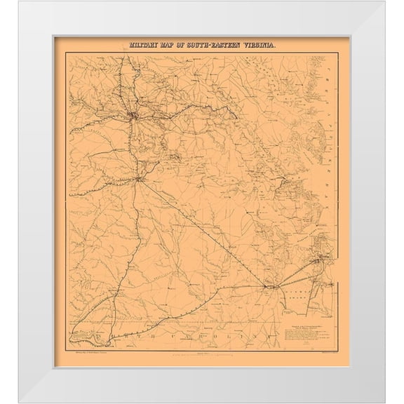 Unknown 12x13 White Modern Wood Framed Museum Art Print Titled - Military Map South-Eastern Virginia - 1862