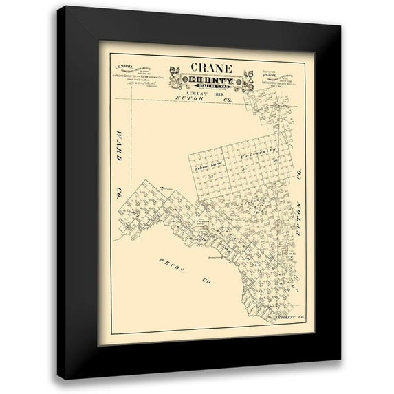 Unknown 12x14 Black Modern Framed Museum Art Print Titled - Crane County Texas - 1889