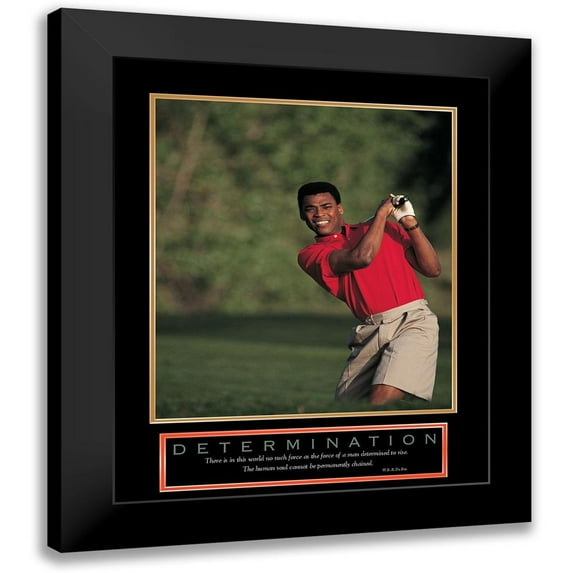 Unknown 12x14 Black Modern Framed Museum Art Print Titled - Determination - Golfer